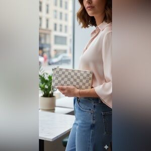 2011 authentic Louis Vuitton Damier Azur zippy large organizer clutch